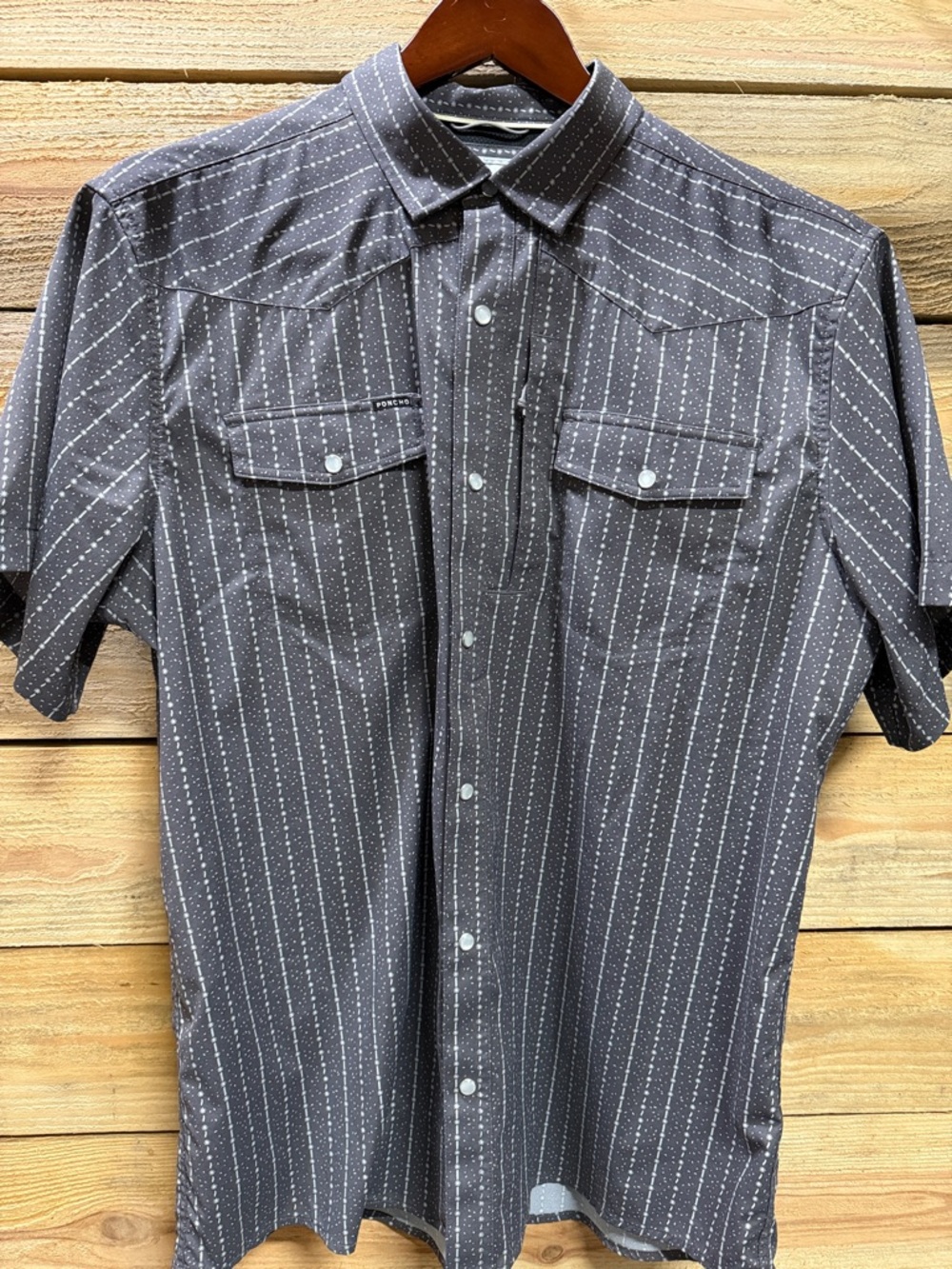 Poncho Outdoors Men's The Hondo Short Sleeve Button Up Shirt, Starry Charcoal,XL - Picture 3 of 5
